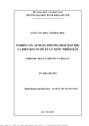 Nghiên ứu áp dụng phương pháp hấp phụ và điện keo tụ để xử lý nước nhiễm bẩn