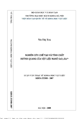 Nghiên ứu chế tạo và tính chất huỳnh quang của vật liệu nano sno2eu3