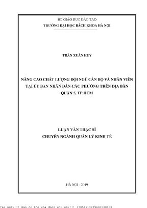 Nâng ao chất lượng đội ngũ cán bộ và nhân viên tại ủy ban nhân dân các phường trên địa bàn quận 5 tp hcm