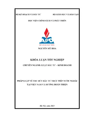 Pháp luật về thu hút đầu tư trực tiếp nước ngoài tại việt nam và hướng hoàn thiện