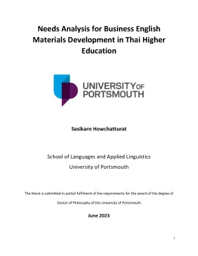 I needs analysis for business english materials development in thai higher education