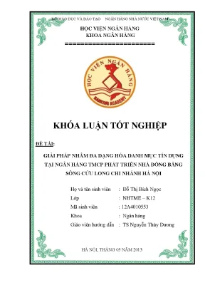 Giải pháp nhằm đa dạng hóa danh mục tín dụng tại ngân hàng tmcp phát triển nhà đồng bằng sông cửu long chi nhánh hà nội