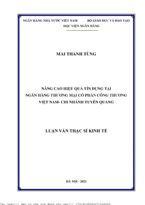 Nâng cao hiệu quả tín dụng tại ngân hàng thương mại cổ phần công thương việt nam chi nhánh tuyên quang