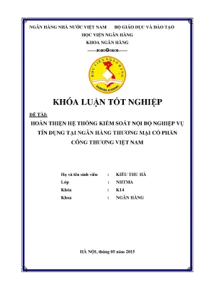 Hoàn thiện hệ thống kiểm soát nội bộ nghiệp vụ tín dụng tại ngân hàng thương mại cổ phần công thương việt nam