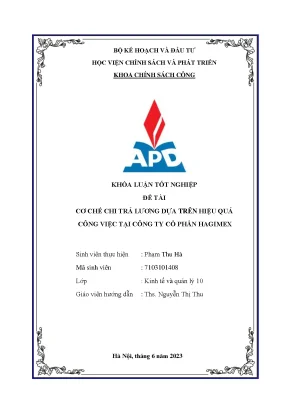 Cơ chế chi trả lương dựa trên hiệu quả công việc tại công ty cổ phần hagimex