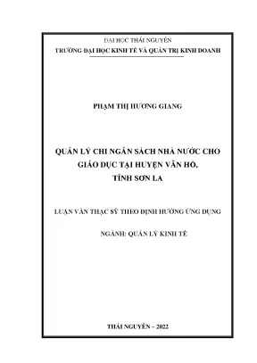 Quản lý ngân sách nhà nước cho giáo dục tại huyện vân hồ tỉnh sơn la