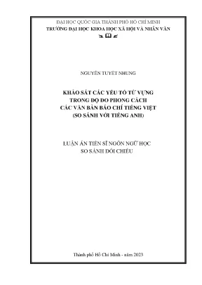 Khảo sát các yếu tố từ vựng trong độ đo phong cách các văn bản báo chí tiếng việt so sánh với tiếng anh