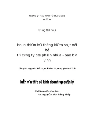 Hoàn thiện hệ thống kiểm soát nội bộ taị công ty cổ phần nhựa bao bì vinh