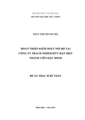 Hoàn thiện kiểm soát nội bộ tại công ty trách nhiệm hữu hạn một thành viên hậu minh