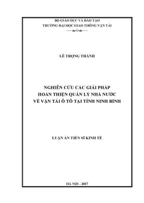 Luận án tiến sĩ kinh tế nghiên cứu các giải pháp hoàn thiện quản lý nhà nước về vận tải ô tô tại tỉnh ninh bình