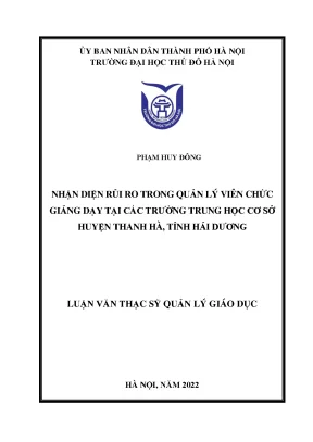 Nhận diện rủi ro trong quản lý viên chức giảng dạy tại các trường thcs huyện thanh hà tỉnh hải dương