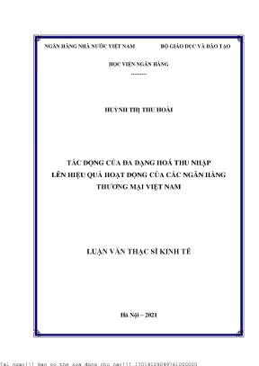 Tác động của đa dạng hoá thu nhập lên hiệu quả hoạt động của các ngân hàng thương mại việt nam