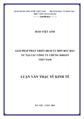 Giải pháp phát triển dịch vụ đòn bẩy đầu tư tại các công ty chứng khoán việt nam