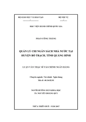 Quản lý chi ngân sách nhà nước tại huyện bố trạch tỉnh quảng bình phan công thắng