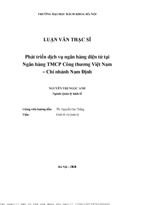 Phát triển dịh vụ ngân hàng điện tử tại ngân hàng tmcp công thương việt nam chi nhánh nam định