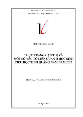 Thực trạng cận thị và một số yếu tố liên quan ở học sinh tiểu học tỉnh quảng nam năm 2023
