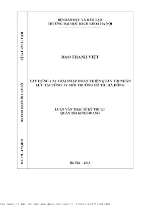 Xây dựng ác giải pháp hoàn thiện quản trị nhân lực tại công ty môi trường đô thị hà đông