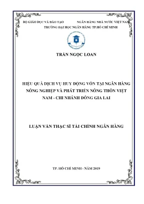 Hiệu quả dịch vụ huy động vốn tại ngân hàng nông nghiệp và phát triển nông thôn việt nam chi nhánh đông gia lai