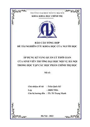 Đề tài áp dụng kĩ năng quản lý thời gian của sinh viên trường đại học nội vụ hà nội trong học tập các học phần chính trị học