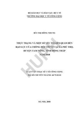 Luận văn thực trạng và một số yếu tố liên quan đến bạo lực của chồng đối với vợ tại xã phú thọ huyện tam nông tỉnh đồng tháp năm 2018