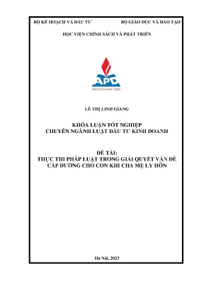 Thực tiễn áp dụng pháp luật trong giải quyết vấn đề cấp dưỡng cho con khi cha mẹ ly hôn