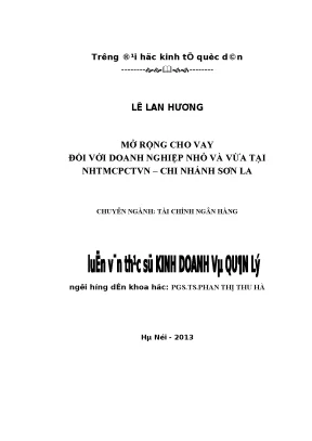 Mở rộng cho vay đối với doanh nghiệp nhỏ và vừa tại nhtmcpctvn chi nhánh sơn la