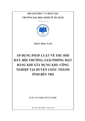 Áp dụng pháp luật về thu hồi đất bồi thường giải phòng mặt bằng khi xây dựng khu công nghiệp tại huyện châu thành bến tre