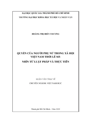 Quyền của người phụ nữ trong xã hội việt nam thời lê sơ nhìn lại từ pháp luật và thực tiễn