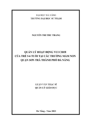 Quản lý hoạt động vui chơi của trẻ 5 6 tuổi tại các trường mầm non quận sơn trà thành phố đà nẵng