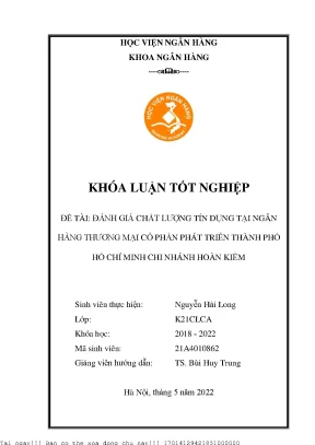 Đánh giá chất lượng tín dụng tại ngân hàng thương mại cổ phần phát triển thành phố hồ chí minh chi nhánh hoàn kiếm