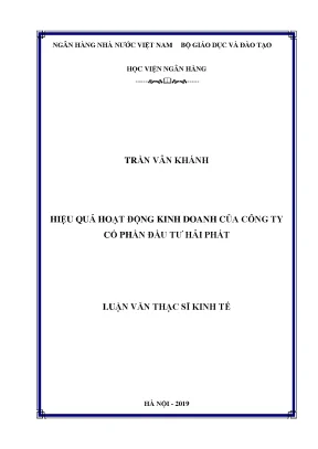 Hiệu quả hoạt động kinh doanh của công ty cổ phần đầu tư hải phát