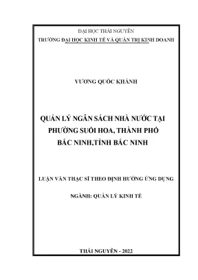 Quản lý ngân sách nhà nước tại phường suối hoa thành phố bắc ninh tỉnh bắc ninh