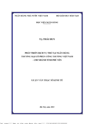 Phát triển dịch vụ thẻ tại ngân hàng thương mại cổ phần công thương việt nam chi nhánh tỉnh phú yên