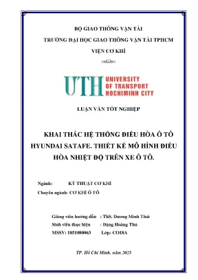 Khai thác hệ thống điều hòa ô tô hyundai satafe thiết kế mô hình điều hòa nhiệt độ trên xe ô tô