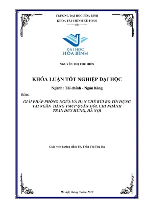 Giải pháp phòng ngừa và hạn chế rủi ro tín dụng tại ngân hàng tmcp quân đội chi nhánh trần duy hưng hà nội