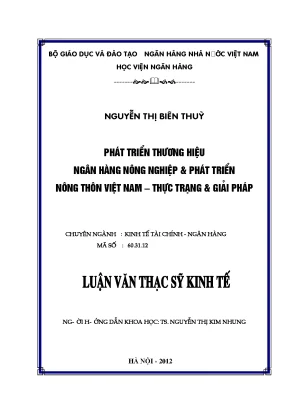Phát triển thương hiệu ngân hàng nông nghiệp phát triển nông thôn việt nam thực trạng giải pháp