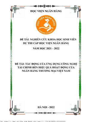 Tác động của ứng dụng công nghệ tài chính đến hiệu quả hoạt động của ngân hàng thương mại việt nam