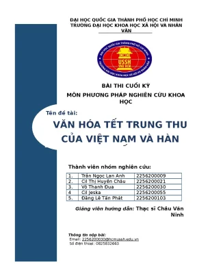Văn hóa tết trung thucủa việt nam và hàn