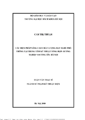 Cá biện pháp nâng ao hất lượng dạy nghề phổ thông tại trung tâm kỹ thuật tổng hợp hướng nghiệp thường tín hà nội