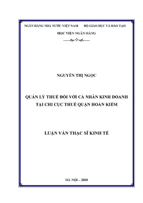 Quản lý thuế đối với cá nhân kinh doanh tại chi cục thuế quận hoàn kiếm