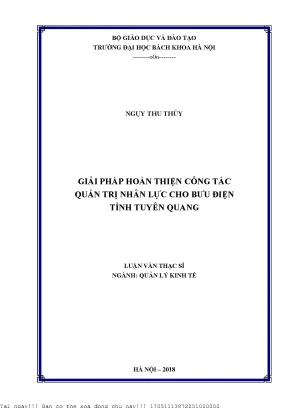 Giải pháp hoàn thiện ông tác quản trị nhân lực cho bưu điện tỉnh tuyên quang