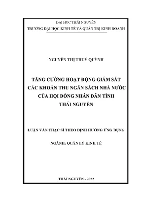 Tăng cường hoạt động giám sát các khoản thu ngân sách nhà nước của hội đồng nhân dân tỉnh thái nguyên