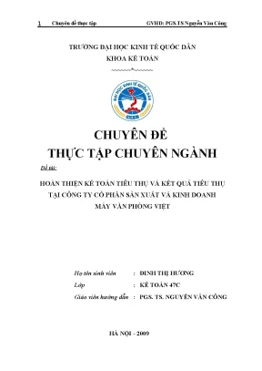 Hoàn thiện kế toán tiêu thụ và kết quả tiêu thụ tại công ty cổ phần sản xuất và kinh doanh máy văn phòng việt