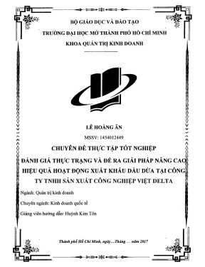 Đánh giá thực trạng và đề ra giải pháp nâng cao hiệu quả hoạt động xuất khẩu dầu dừa tại công ty tnhh sản xuất công nghiệp việt delta