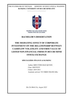 The mediating effect of corporate investment on the relationship between cashflow volatility and firm value of listed non financial firms in ho chi minh stock exchange