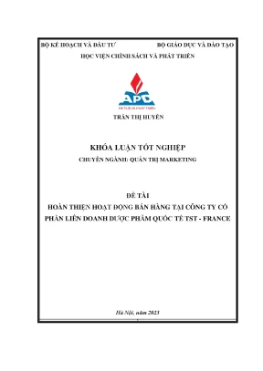 Hoàn thiện hoạt động bán hàng tại công ty cổ phần liên doanh dược phẩm quốc tế tst france