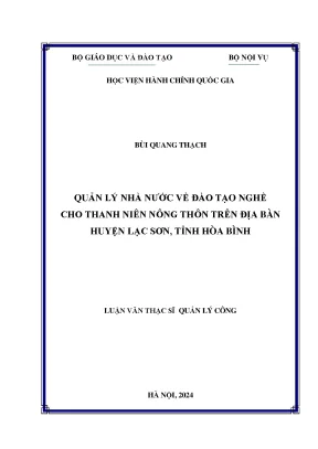 Quản lý nhà nước về đào tạo nghề cho thanh niên nông thôn trên địa bàn huyện lạc sơn tỉnh hòa bình