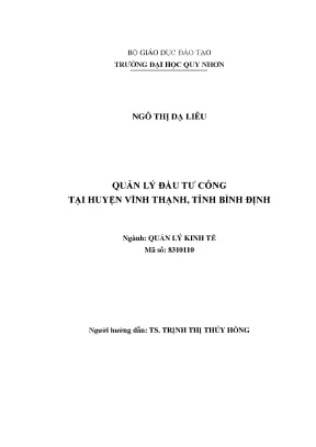 Quản lý đầu tư công tại huyện vĩnh thạnh tỉnh bình định