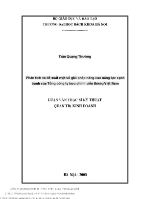 Phân tíh và đề xuất một số giải pháp nâng ao năng lự ạnh tranh ủa tổng ông ty bưu hính viễn thông việt nam