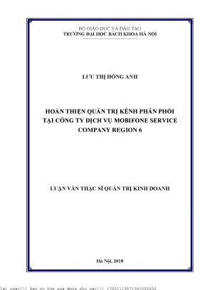 Hoàn thiện quản trị kênh phân phối tại công ty dịh vụ mobifone service company region 6